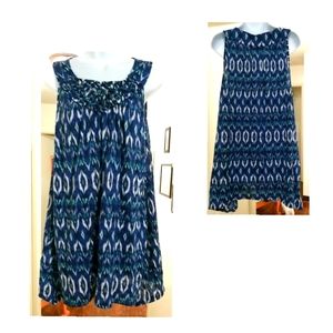 Blue Patterned Sleeveless Top